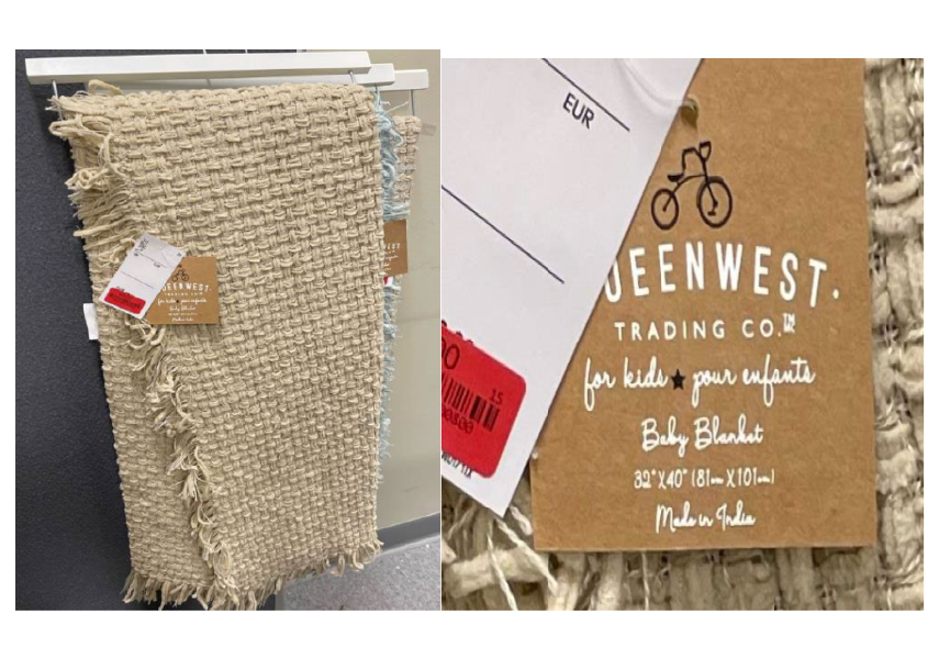 Queenwest Trading Co Baby Blanket – Blue & Beige