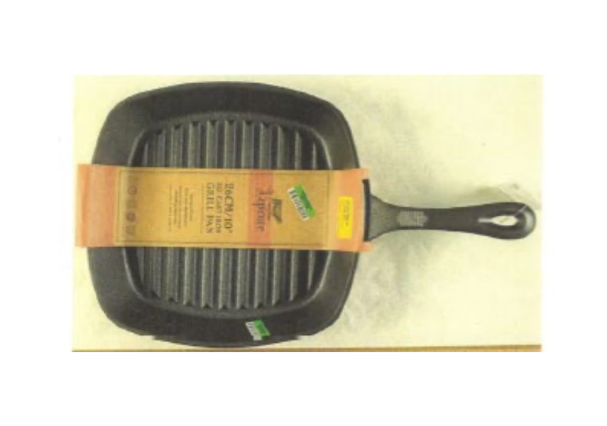 L'Epicure Raw Cast Iron Square Grill Pan